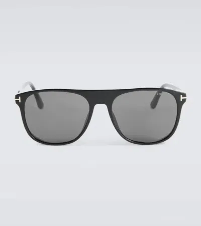 Tom Ford Lionel Square Sunglasses In Shiny Black  