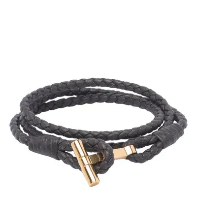 Tom Ford Logo Plaque Braided Bracelet In Black