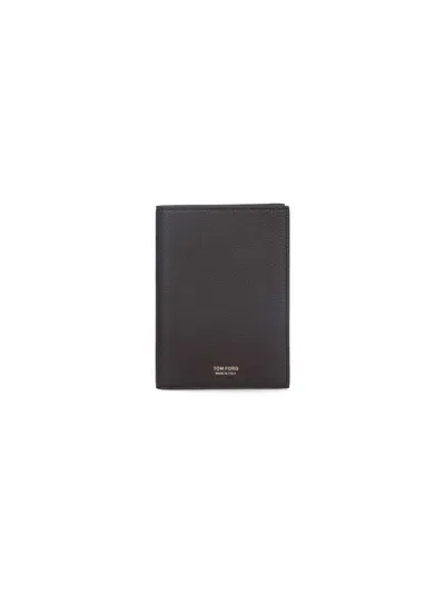 Tom Ford Logo Card Holder In Brown