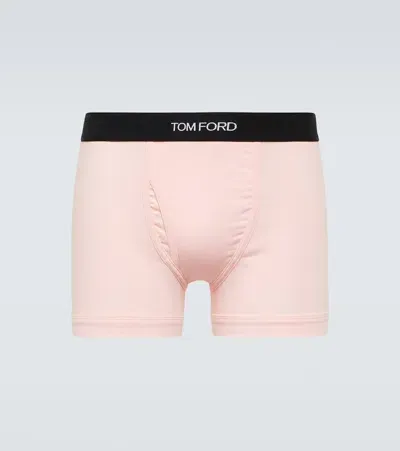 Tom Ford Logo Cotton-blend Jersey Boxer Briefs In Pink