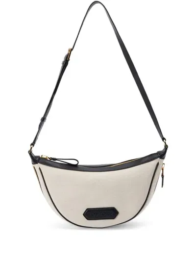 Tom Ford Logo-patch Shoulder Bag In Neutrals