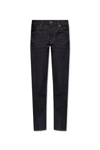 Tom Ford Logo Patch Skinny Jeans In Navy