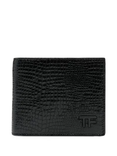 Tom Ford Logo-plaque Wallet In 黑色