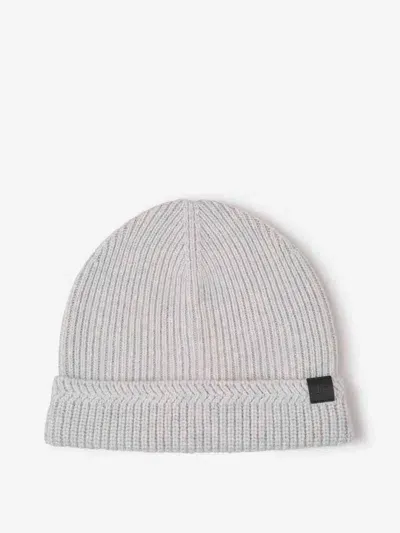 Tom Ford Logo Wool Hat In Light Grey