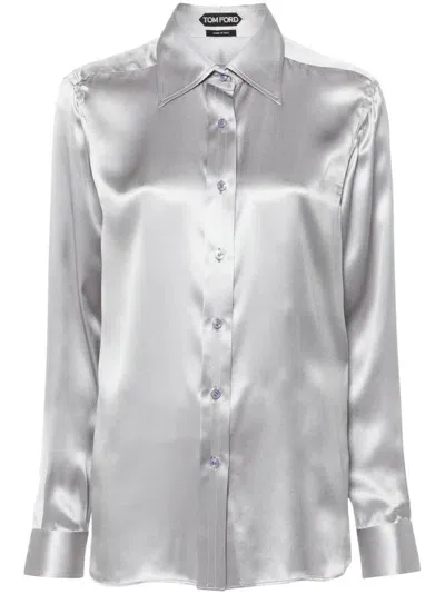 Tom Ford Grey Long-sleeve Silk Shirt