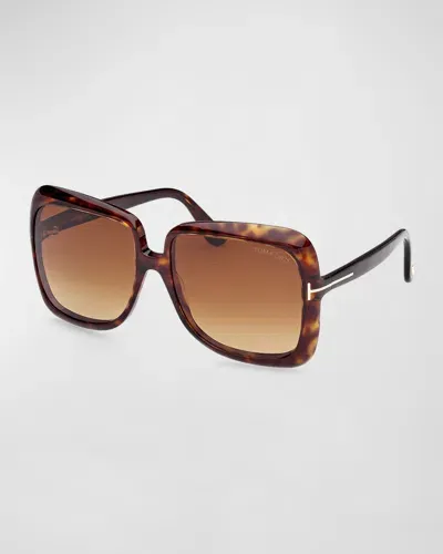 Tom Ford Lorelai Acetate Square Sunglasses In Dhav/brng