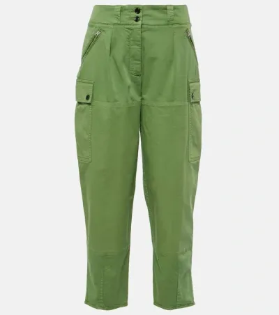 Tom Ford Low-rise Cotton Twill Cargo Pants In Green Spruce