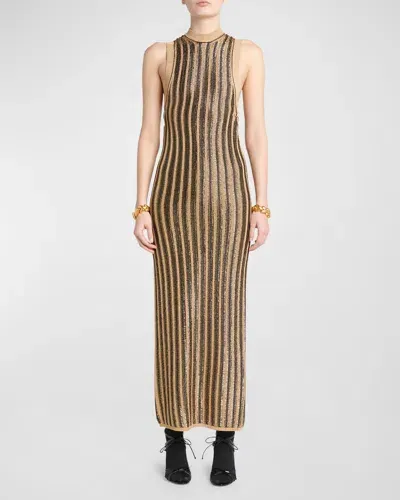 Tom Ford Lurex Ribbed Knit Midi Dress In Black &amp; Go