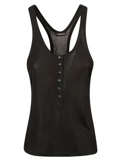 Tom Ford Lustrous Microrib Jersey Tank Top In Black