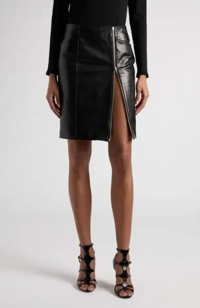 Tom Ford Paneled Leather Mini Skirt In Black