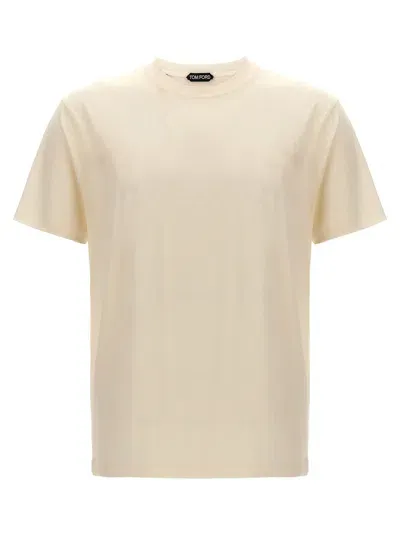 Tom Ford Men's Lyocell-cotton Crewneck T-shirt In Beige