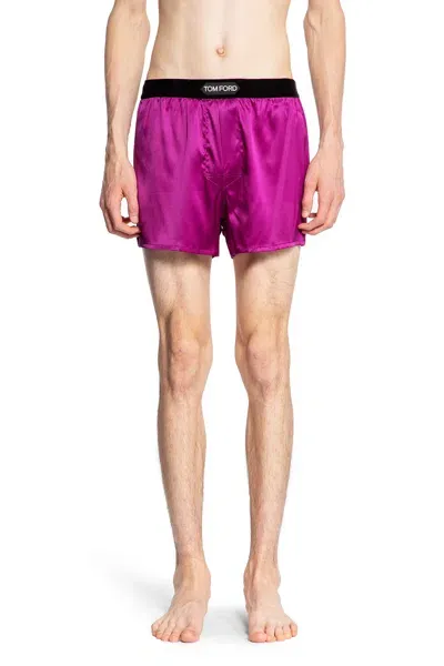 Tom Ford Men's Silk Jacquard Logo Boxers In Pink