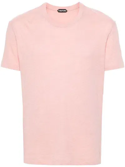 Tom Ford Melange Crew In Soft Peach