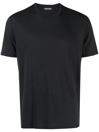 Tom Ford Mélange-effect Short-sleeve T-shirt In Black