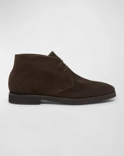 Tom Ford Men's Calf Suede Desert Boots In Coffee