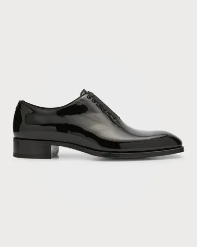 Tom Ford Men's Elkan Patent Leather Oxfords In Black