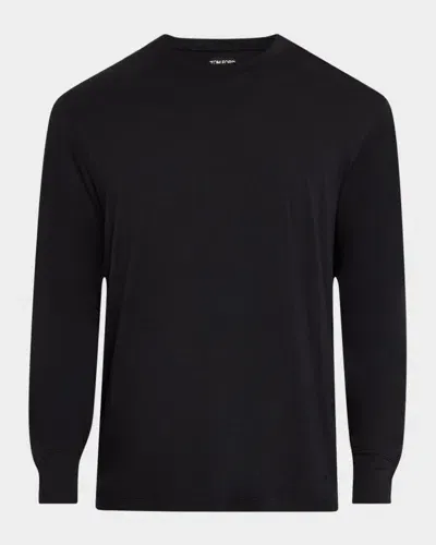 Tom Ford Men's Lyocell-cotton Crewneck T-shirt In Black