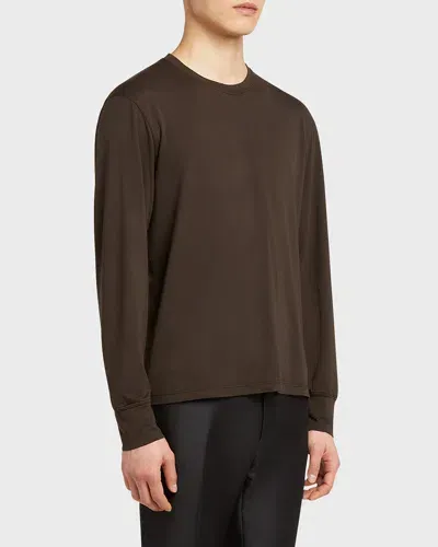 Tom Ford Men's Lyocell-cotton Crewneck T-shirt In Dark Blue