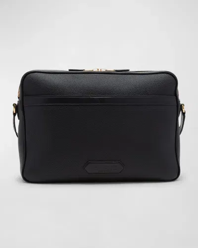 Tom Ford Men's Medium Grained Leather Messenger Bag In Black