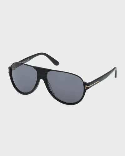 Tom Ford Men's Dimitry Polarized Acetate Sunglasses In Shiny Black Polarized Smoke