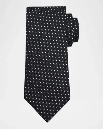 Tom Ford Men's Polka Dot Silk Tie In Black