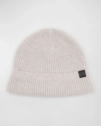 Tom Ford Men's Wool-cashmere Beanie Hat In Pale Grey