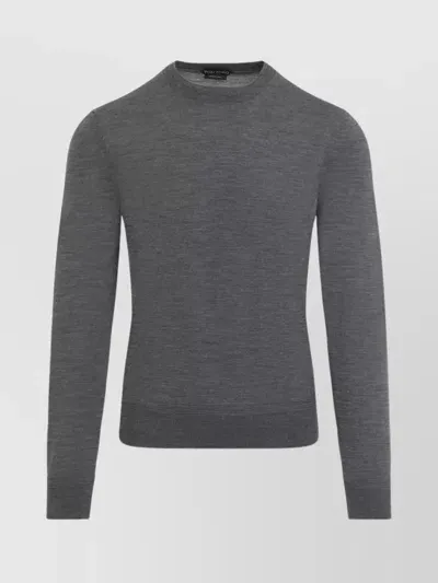 Tom Ford Fine Gauge Wool Knit Crewneck Sweater In Light Charcoal