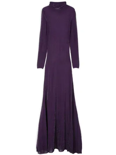 Tom Ford Metallic-knit Evening Dress In Violet Indigo - Gv860