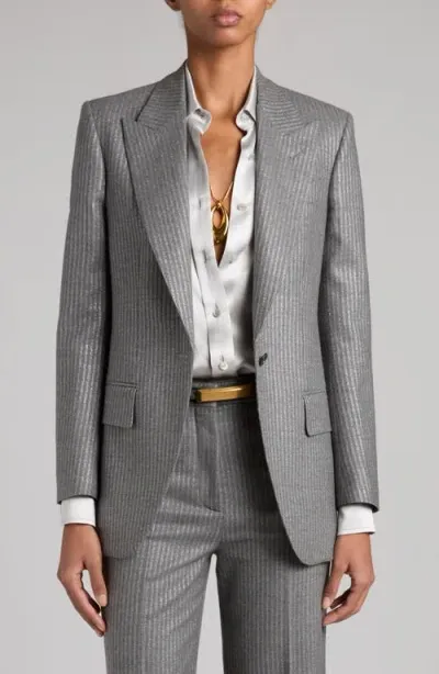 Tom Ford Metallic Stripe Wool Flannel Blazer