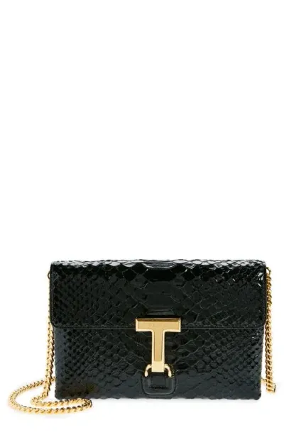 Tom Ford Monarch Mini Croc-embossed Shoulder Bag In Black