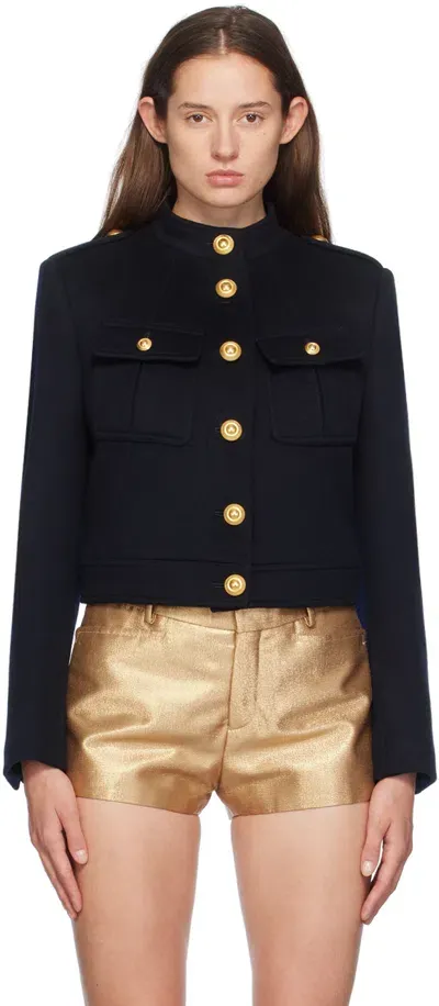 Tom Ford Navy Military Chasseur Jacket In Hb593 Midnight Blue