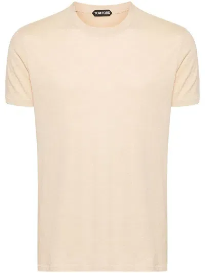 Tom Ford Besticktes Jersey-t-shirt In Neutrals