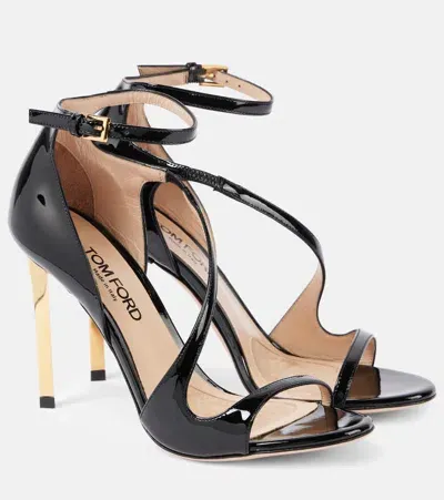 Tom Ford Newton Patent Leather Sandals In Black