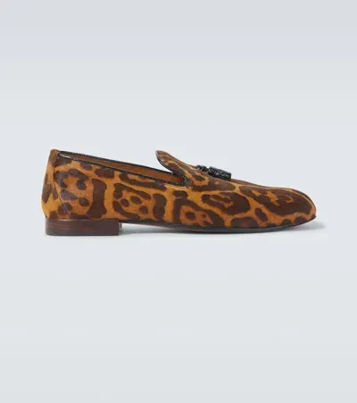 Tom Ford Nicolas Leopard-print Calf Hair Loafers In Brown