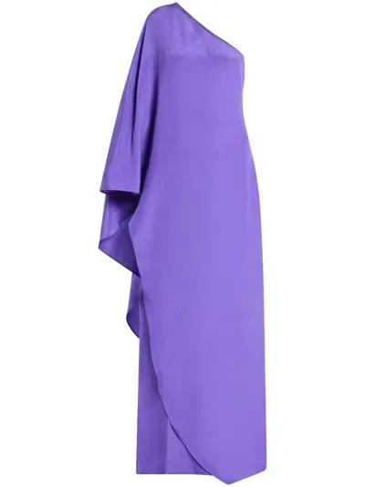 Tom Ford One-shoulder Silk Dress In Purple