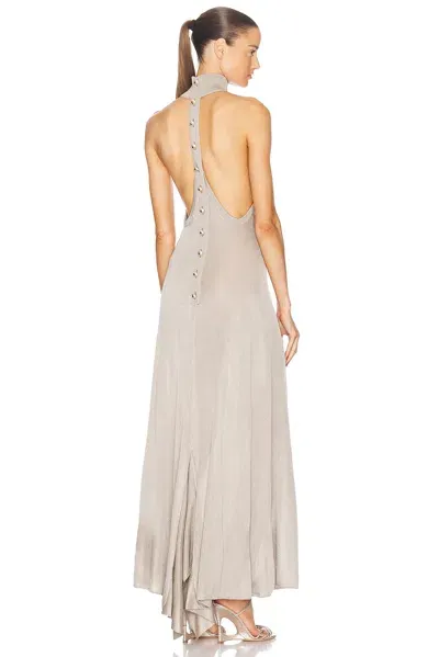 Tom Ford Open Back Long Dress In Grey Snow