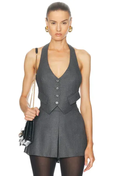 Tom Ford Open Back Waistcoat In Dark Grey Melange