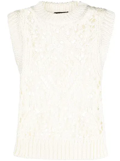 Tom Ford Open-knit Sleeveless Top In White