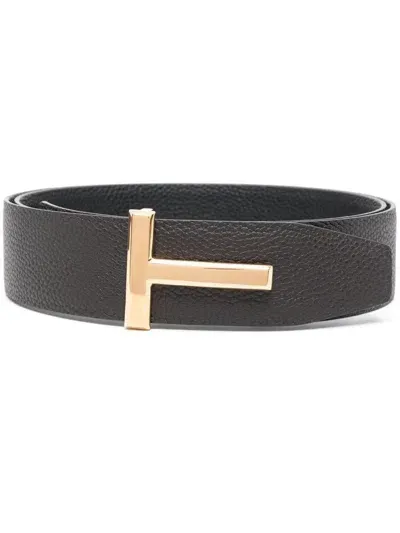 Tom Ford T Logo Belt In Brown