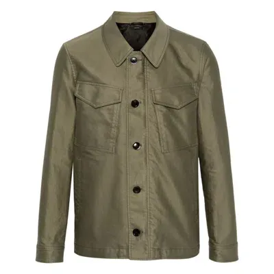 Tom Ford Cotton Military Jacket In Green