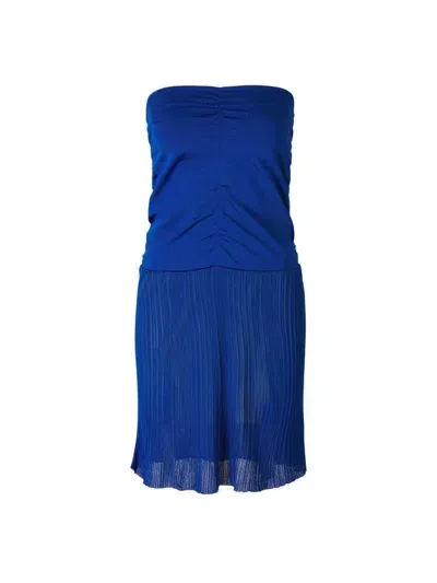 Tom Ford Panelled Ruched Midi Skirt In Blue