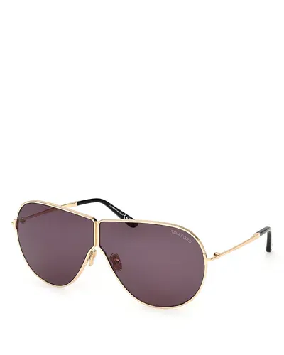 Tom Ford Pilot Sunglasses, 71mm In Gold/purple Solid