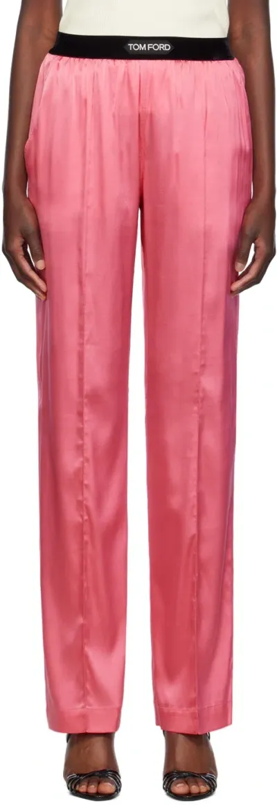 Tom Ford Straight-leg Silk Trousers In Pink