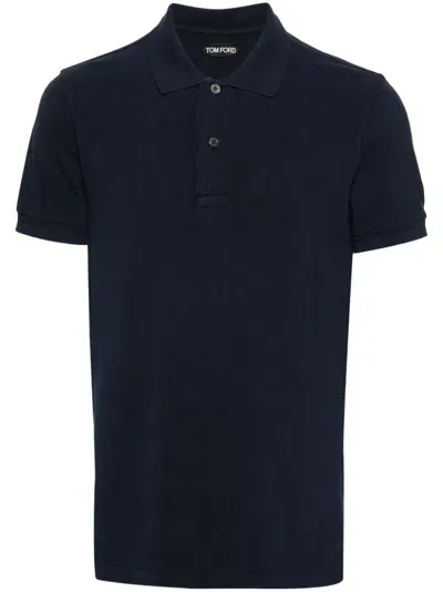 Tom Ford Tennis Piquet Polo In Blue