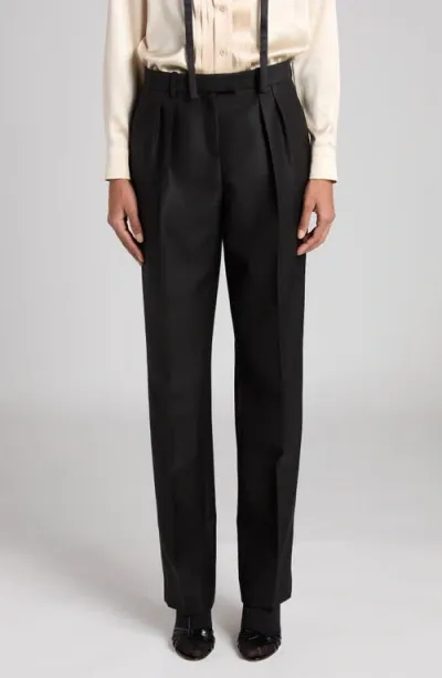 Tom Ford Pleated Wool, Mohair & Silk Twill Pants In Black