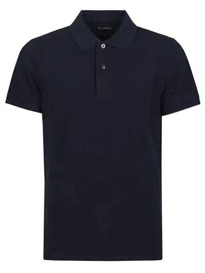 Tom Ford Tennis Cotton Piquet Polo In Navy