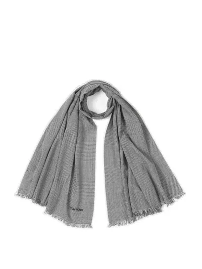 Tom Ford Prince Of Wales Scarf In Grey