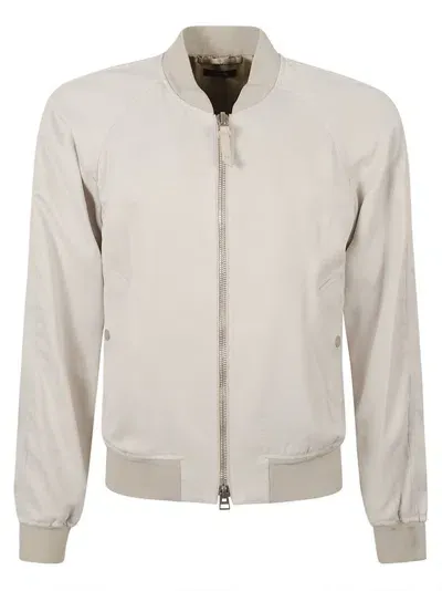 Tom Ford Rib Trim Zipped Slim Jacket In White