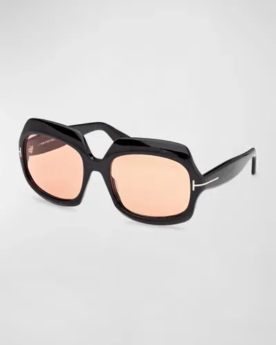 Tom Ford Ren Acetate Square Sunglasses In Black