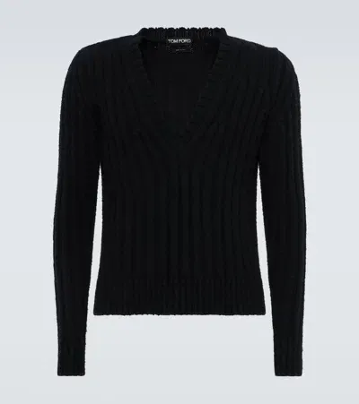 Tom Ford Ribbed-knit Cashmere Sweater In Black